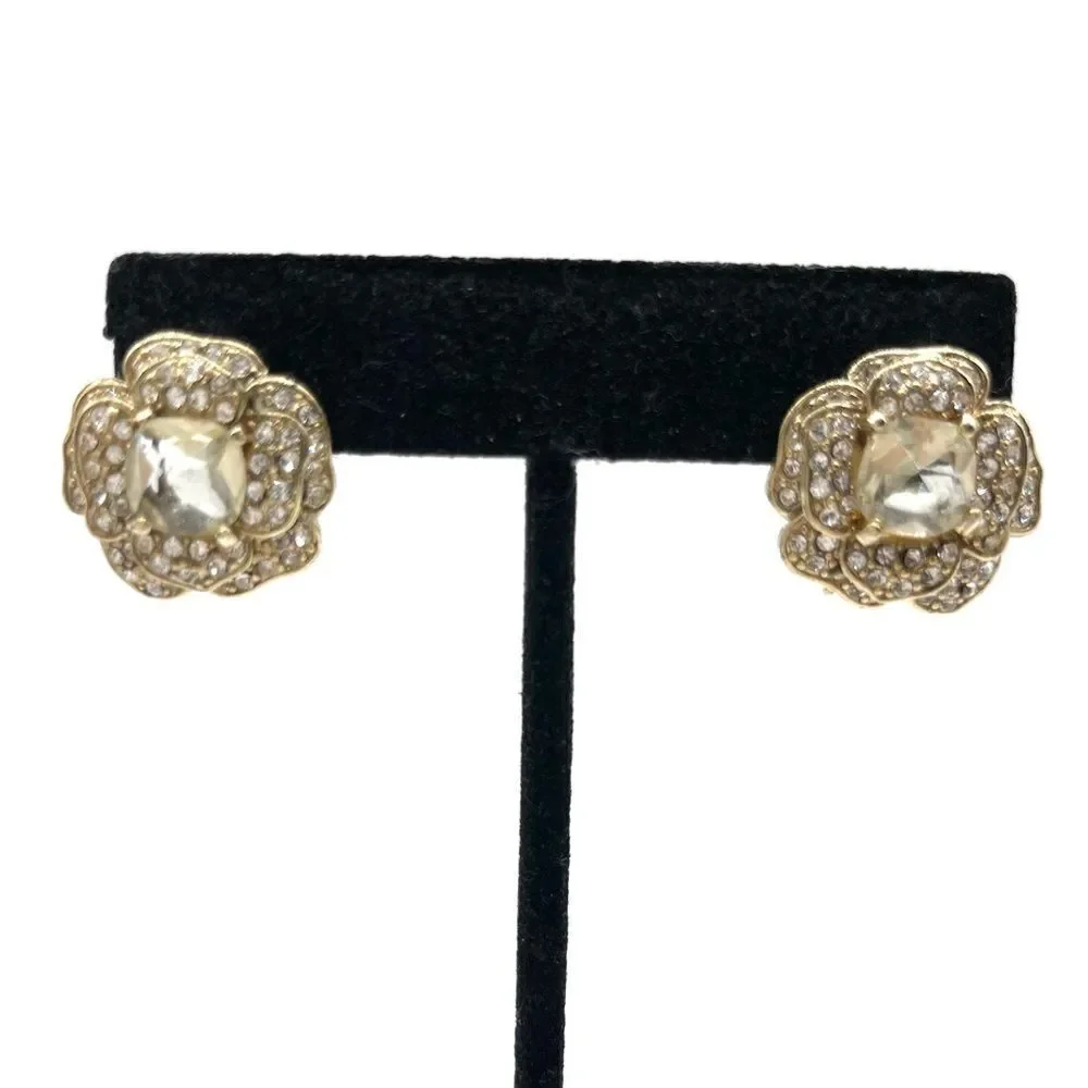 Flower Crystal & Rhinestone Stud Earrings